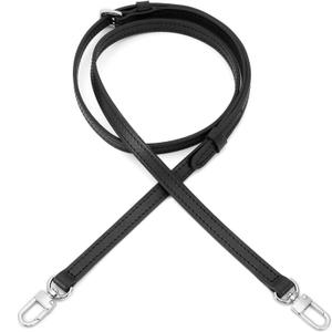 Adjustable Replacement Leather Strap for Alma SP Vegetable Tanned Wide Cross Body Strap for Purse Handbag (Black Strap Width 1.2cm(0.47 inch)+ Silver HD)