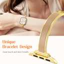 Mesime Slim Dressy Watch Band Compatible with Apple Watch Bands for Women 49mm/46mm/45mm/44mm/42mm(Series 3 2 1), Jewelry Bracelet Metal Designer Fancy Strap 