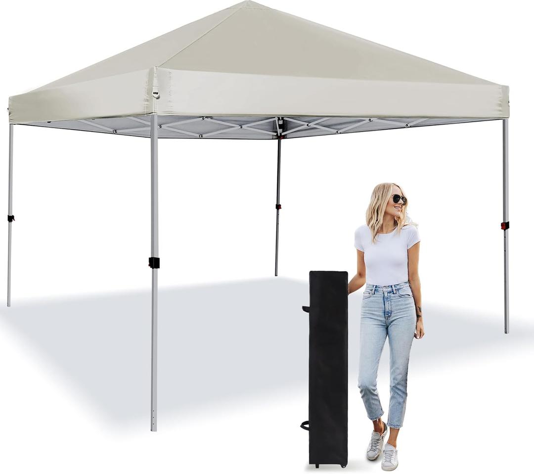 Pop Up Canopy Tent 8X8 FT,Easy Set-up Sade,Instant Shelter w/Canopy Cover,4 Ropes,Adjustable Straight Leg Heights Canopies,Outdoor Patio Tents for Parties,Commercial,Silver White