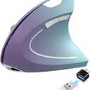 Vassink Ergonomic Wireless Rechargeable Mouse, USB A+Type C(2in 1) Connection, 800/1200/1600 DPI, 6 Buttons, 2.4GHz Carpal Tunnel Vertical Mice, for Laptop, Desktop,MacBook Purple Gradient Green