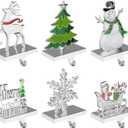 Homyplaza Christmas Stocking Holders for Mantle, Weighted Metal Stocking Hangers Hooks for Fireplace, Christmas Decorations (Set of 6)