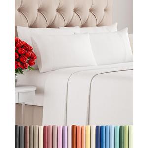 King 6 Piece Sheet Set - Comfy Breathable & Cooling - Ultra Soft Hotel Luxury Bedding Set w/ 8-16 Inch Deep Pockets - 1 Flat & 1 Fitted Sheet & 4 Pillowcases - Wrinkle Free & Easy Care - Antique White