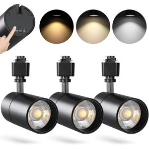VANoopee 3-Color in 1 20W H Track Lighting Heads Dimmable Flicker Free Bright LED Track Lighting Fixtures for Accent Retail Kitchen Artwork, Linear Track Light H Type - CRI90+ 36 Black - 3 Pack