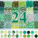 XSEINO About 1200PCS 6mm Glass Beads Bracelet Making Kit,24 Assorted Green Nature Series Colorful Crystal Beads for Bracelet and Jewelry Making and DIY Crafts,Friendship Bracelets