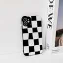 NITITOP Compatible with iPhone 11 Case Cute Aesthetic Checkerboard Larger Blocks Pattern for Women Girl Trendy Slim Fit TPU Silicone Shockproof Full Camera Protection Cover - Black and White