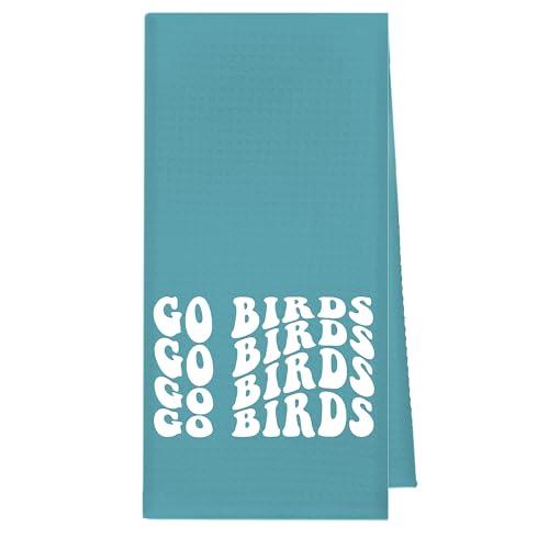 kunlisa Trendy Groovy Go Birds Football Kitchen Towels,Football Hand Towels,Eagle Decor,Eagles Fan Gifts,16×28 Inch（Light Green）