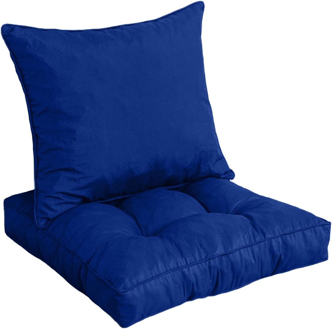 HIGOGOGO 22 x 22 Inch Outdoor Cushions for Patio Furniture, Outdoor Seat Cushions with Resistant Waterproof Cover for Yard Garden, Navy
