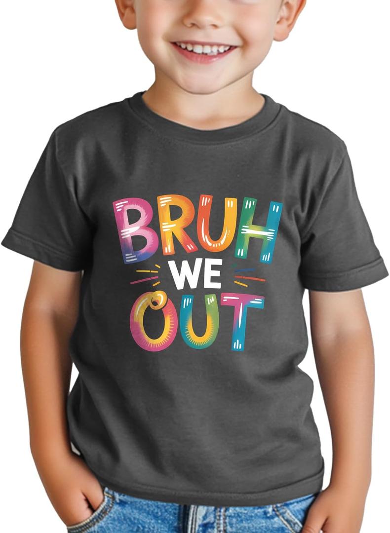 Boys Last Day of School Shirt for Kids Toddler Girls Funny Graphic Tee Short Sleeve 3-8Y (Black)