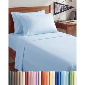 Twin XL 4 Piece Sheet Set - Comfy Breathable & Cooling - Hotel Luxury Bedding for Women, Men, Kids, Teens & Children - 1 Flat & 1 Fitted Sheet & 2 Pillowcases w/ Deep Pockets, Wrinkle Free - Baby Blue