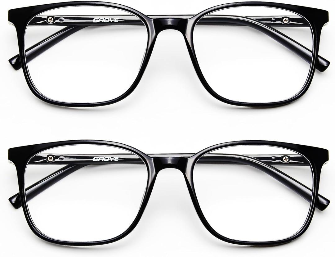 Gaoye Ultralight Blue Light Glasses for Women - Computer Protection Glasses for All Day Comfort - Anti UV Glare & Eyestrain (Light Black 2 Pack)