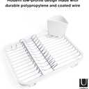 Umbra Sinkin Dish Drying Rack Drainer Caddy with Removable Cutlery Holder Use in Sink or On Counter, Standard, White/Nickel