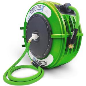 Macnaught Retractable Garden Hose Reel, 82 Ft Water Hose Reel Heavy Duty Retractable Hose with Metal 180 Swivel Rotation Bracket for Wall Mount - Green