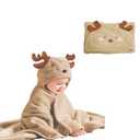 IFaryMes Toddler Bath Towel Baby Towels with Hood 27.5"X55" Ultra Absorbent Soft Bathrobe Blanket Kids Shower Towel for Girls and Boys(Beige Deer)