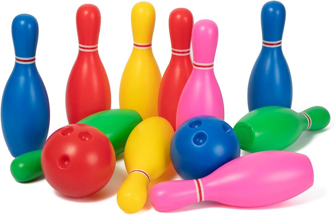 Liberry Toy Bowling Set for Kids Ages 2 3 4 5, Includes 10 Plastic Pins & 2 Balls, Toddler Indoor Outdoor Activity Games, Educational Birthday Gifts for Boys Girls (Multicolor)