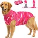 PetWarm Dog Surgical Suit, Anti-Licking Pet Surgical Recovery Onesies Suit Surgery Suit for Dogs, Professional Pet Recovery Shirt Dog Abdominal Wounds Bandages, Camouflage Pattern, Pink, 2XL (XX-Large)