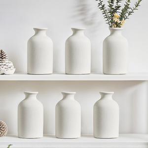 Modern White Small Ceramic Vase Set of 6 for Living Room Bedroom 4.72'' Minimalist Fresh Flower Vases for Home Decor Office Centerpieces Fireplace Nordic Style Gift for Fake Plant 6 Pack