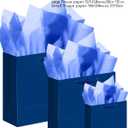 qiqee 10PCS Nordic Blue Gift Bags with Ribbon Handles Mulit Assorted Sizes Gift Wide Bags (2pcs Large 13", 4pcs Medium 9.6", 4pcs Small 6.3"22pcs Tissue Paper)