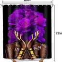 SVBright African American Shower Curtain 60Wx72L Inch Purple Black Girl Women Flower Peony Floral Modern Gold Quotes Girly Words 12 Pack Hooks Polyester Waterproof Fabric Bathroom Bathtub Panels