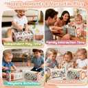 Fajiabao Wooden Montessori Toys for 1 Year Old Boy 4 in 1 Toddler Learning Toys with Number Maze, Pounding Bench, Xylophone, Fishing Game Baby Sensory Toys Birthday Gifts for 1+ Year Old Boys & Girls