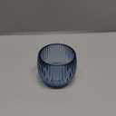 Set of 6 Ribbed Glass Votive Candle Holders, Blue Glass Tealight Holders for Taper Candles - Elegant Table Centerpieces for Weddings, Christmas, Parties, and Home Decor