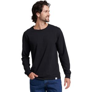 Russell Athletic Men's Dri-Power Long Sleeve Tees, Moisture Wicking, Odor Protection, UPF 30+ (Medium, Black)