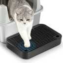 Litter Box Step, Litter Box Ramp/Catcher, Anti-Tracking & Easy to Clean, Ideal for Small & Elderly Cats (Black)