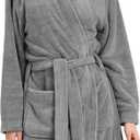 Towel Robe for Women  Soft Absorbent Kimono Bathrobe, Quick-Dry Spa Shower & Hotel Use (Large-X-Large, Grey)