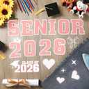 2 x Solsew Class of 2026 Senior Iron on Patches for Jeans Glitter Star Heart Bow Heat Transfer Stickers 2026 Senior Gifts Decorations Graduation Iron on Decals for Backpack Jacket T-Shirt DIY Crafts