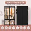Wardrobe Closet, Quick and Easy Assembly, Black Portable Closet with 2 Hanging Rods 4 Storage Shelves and 8 Side Pockets, Sturdy and Stable Clothes Rack with Cover, for Bedroom and Dormitory