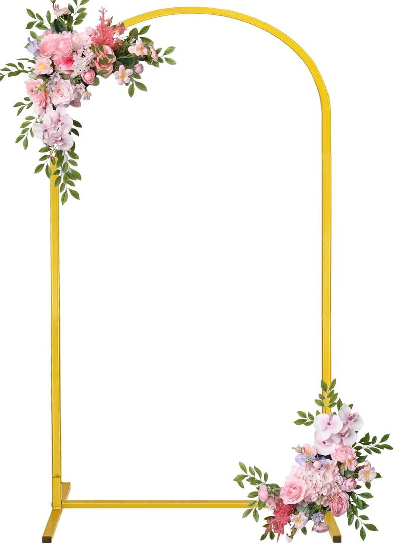 Fivenl Arch Backdrop Stand 7.2FT Balloon Arch Stand Stable Gold Wedding Arch Frame Metal Arch Backdrop Stand for Wedding Ceremony Birthday Party Bridal Baby Shower Banquet Decoration