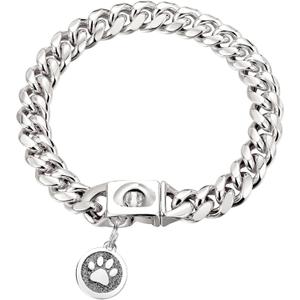 Dog Chain Collars Cuban Link Dog Collar Design Buckle with Bell & Dog Tag Stainless Steel Metal 10mm Gold Silver Dog Collar for Puppy Small Medium Large Dogs(10") (10"(Fit Dog Neck 7"-9"))
