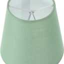 LALAFINA Barrel Lamp Shade Fabric Lampshade Small Lamp Shade Clip on Bulb Cloth Cover for Home Bedroom Living Room, Green