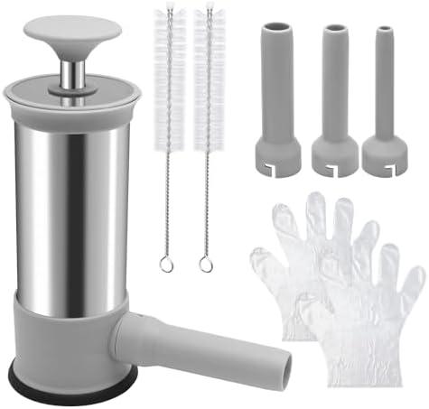 Saihisday Household Sausage Stuffer, Homemade Sausage-Maker Tool Sausage Stuffer Machine Stainless Steel Vertical Homemade Sausage Maker 4 Stuffing Tubes 2LB