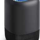 Air Purifiers for Bedroom with High Efficiency Filter Up to 1076 Ft for Pet Hair, Odors, Pollen, Smoke, Compact Air Cleaner with 3 Speeds, Timer, Aroma Quiet 360Intake Filter, Black
