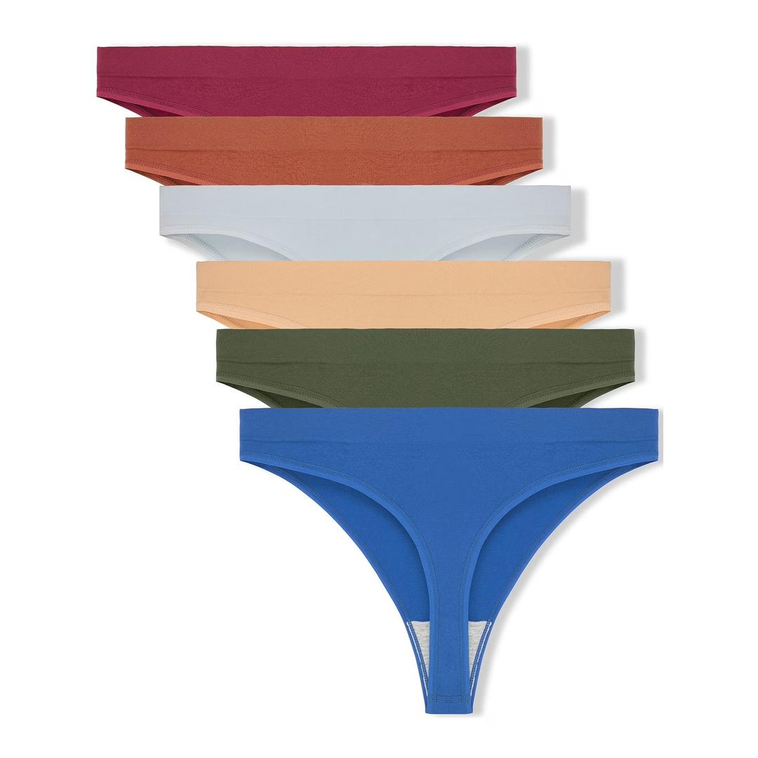 Jo & Bette Women Thong Panties, High-waisted Briefs, Women Cotton Underwear 6 Pack, Small