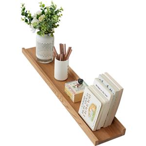 Oak Floating Shelves Natural Wood Wall Mounted Display Picture Ledge for Home Office Living Room Bedroom Storage 6X32 Inch