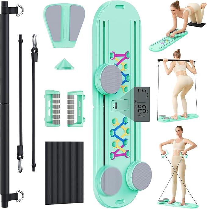 Pilates Board, Newest Multi-Purpose Portable Pilates Reformer Machine for Home, Foldable at Home Pilates Kit, Pilates Board for Home Workout Fitness Exercise, Abs, Pilates Equipment