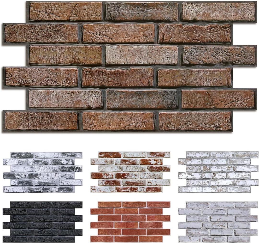 Commomy Faux Brick 3D Wall Panels - Not Real Brick 12 pcs of 22.8" x 11.8", 22.8 x 11.8 in