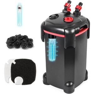 265GPH Canister Filter, 3-Stage External Aquarium Filter Ultra-Quiet Water Circulation Cleaning Machine with Media for Fish Tanks and Aquariums Up to 75 Gallons (265GPH)
