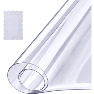 VEVOR Clear Table Cover Protector, 18" x 36" Customizable Plastic Desk Protector, 1.5 mm Thick Clear PVC Cover, Waterproof Desktop Guard for Writing, Coffee, Dining Room Desk