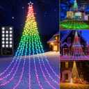 Joomer RGB Christmas Tree Star Lights, 16.4FT Height 348 LED Color Change Waterfall Lights with Remote Timer Waterproof for Outdoor Holiday Decoration (RGB (Red, Green, Blue))
