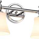 Bathroom Vanity Light Fixtures, Traditional Chrome 2 Lights Wall Sconce Lighting with Opal Glass Shade, Porch Wall Mount Light Fixture for Bathroom, Mirror Cabinets Hallway Stairs