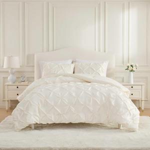 Laura Ashley - Queen Comforter Set, Satin Microfiber Bedding with Shams, Soft and Silky, Lightweight All-Season Comforter, Reversible Design, Solid Satin Pintuck Beige