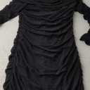 PRETTYGARDEN Women's Fall Off The Shoulder Maxi Dress Spring Long Sleeve Ruched Fitted Bodycon Club Dresses with Slit (Medium, Black)