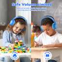 iClever BTH22 Kids Bluetooth Headphones, 60H Play Time, USB C Fast Charging, Bluetooth 5.4, AUX Cord, Safe Volume 74/85 dBA, Toddler Headphones for iPad/Tablet/Travel/School, Blue