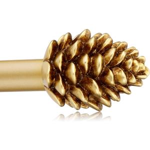 Gold Curtain Rods for Windows 66 to 120 Inches, 1 Inch Diameter Heavy Duty Single Curtain Rod, Adjustable Window Curtain Rod Drapery Rod with Decorative Finials