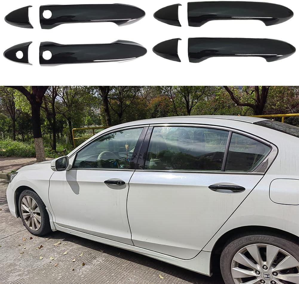 Glossy Black Exterior Door Handle Cover Trim for Honda Accord Sedan Accessories 2013-2017 Ridgeline 2017-2022 Pilot 2016-2022 with Smart Keyhole