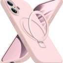 SKYLMW Compatible with iPhone 17 Case with Magnetic Invisible Stand Compatible with Mag-Safe Military Drop Tested Shockproof Silicone iPhone 17 Phone Cases for Women Men 6.3"Pink