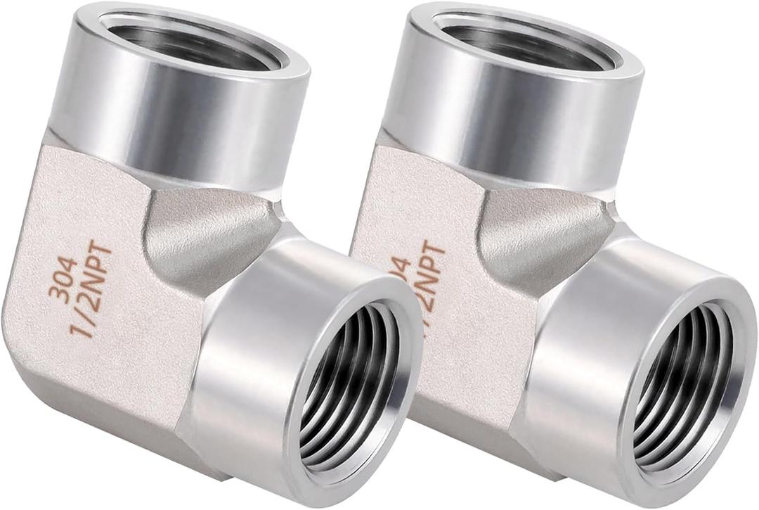 Stainless Steel Pipe Fitting 90 Degree Barstock Street Elbow 1/2" NPT Female x 1/2" NPT Female 2 Pack (Female  Female)