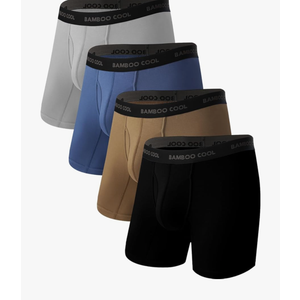 BAMBOO COOL Men's Ultra Breathable Underwear,No Riding Up Boxer Briefs with ComfortFlexible Waistband,Multipack Large